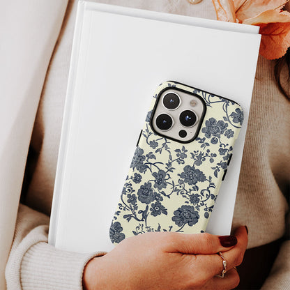 Double-Layer Semi-Handprinted Tough Matte Flowers iPhone Case