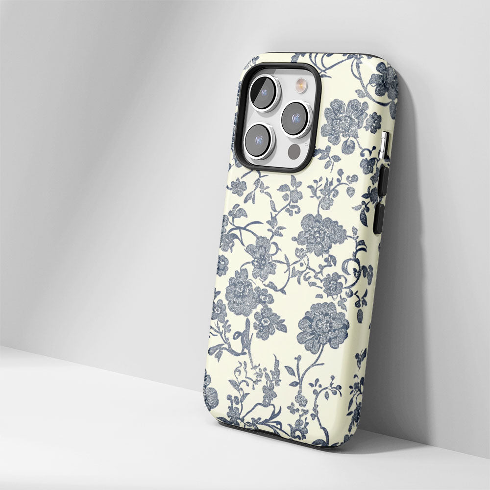 Double-Layer Semi-Handprinted Tough Matte Flowers iPhone Case