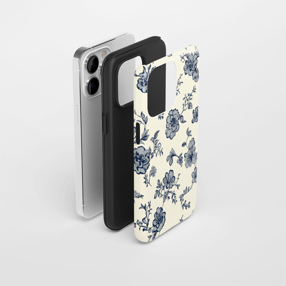 Double-Layer Semi-Handprinted Tough Matte Flowers iPhone Case