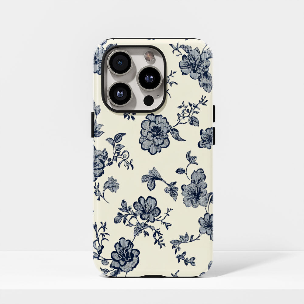 Double-Layer Semi-Handprinted Tough Matte Flowers iPhone Case