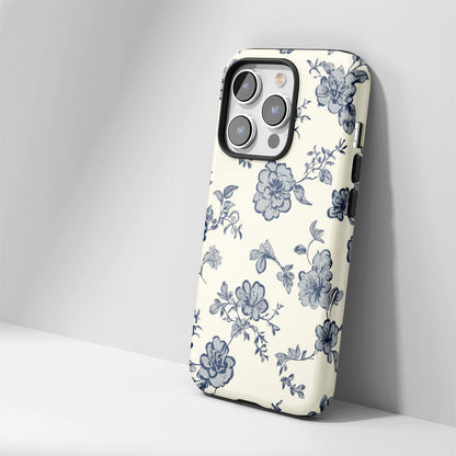 Double-Layer Semi-Handprinted Tough Matte Flowers iPhone Case