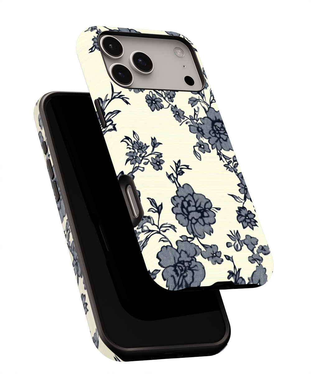 Double-Layer Semi-Handprinted Tough Matte Flowers iPhone Case
