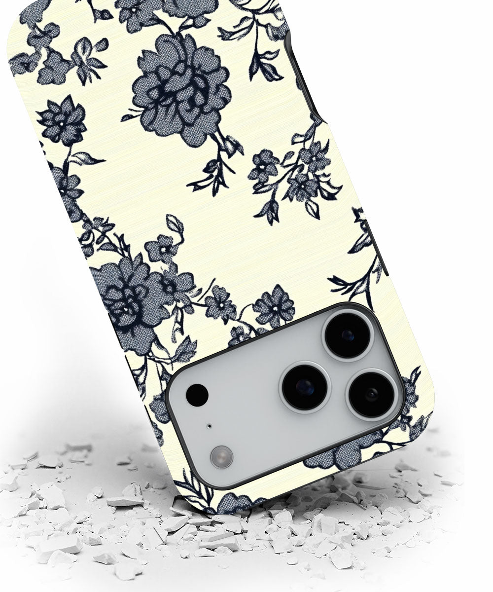 Double-Layer Semi-Handprinted Tough Matte Flowers iPhone Case