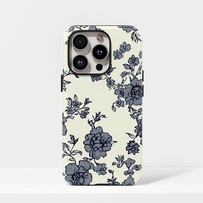 Double-Layer Semi-Handprinted Tough Matte Flowers iPhone Case