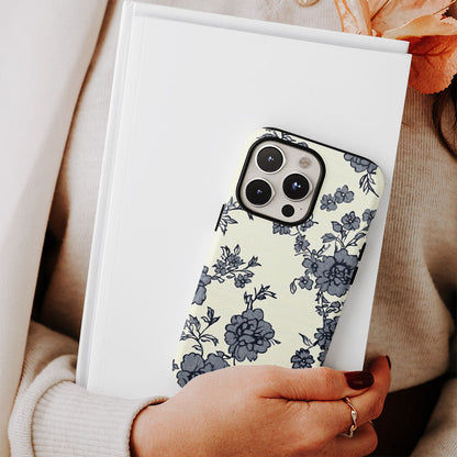 Double-Layer Semi-Handprinted Tough Matte Flowers iPhone Case