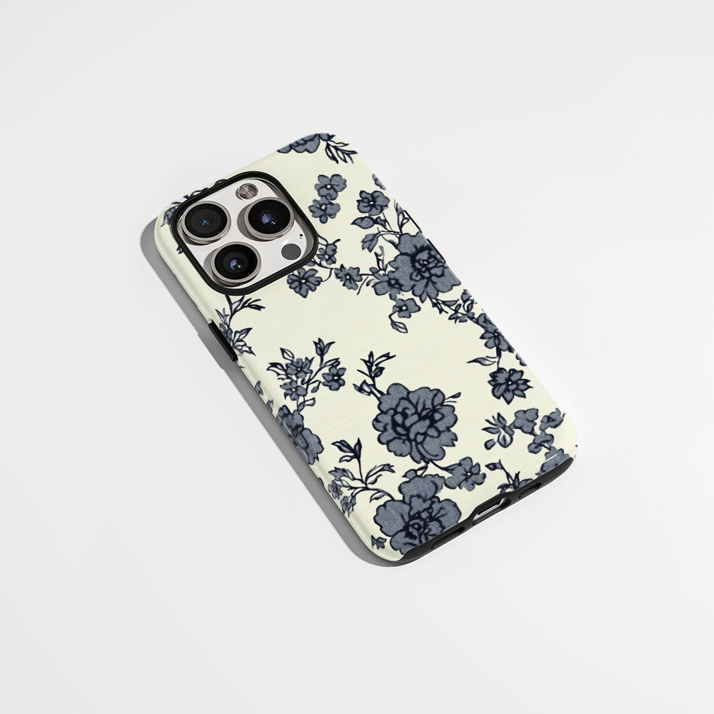 Double-Layer Semi-Handprinted Tough Matte Flowers iPhone Case