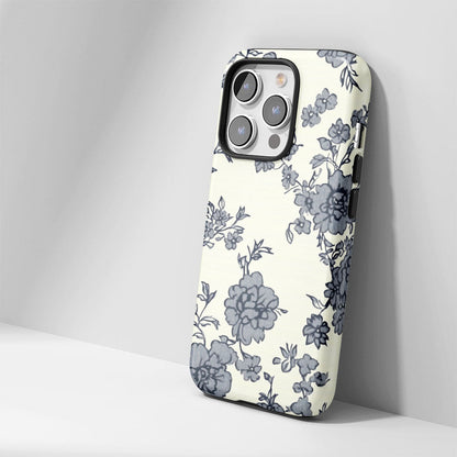 Double-Layer Semi-Handprinted Tough Matte Flowers iPhone Case