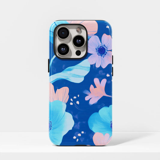 Double-Layer Semi-Handprinted Tough Matte Flowers iPhone Case