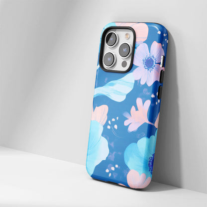 Double-Layer Semi-Handprinted Tough Matte Flowers iPhone Case