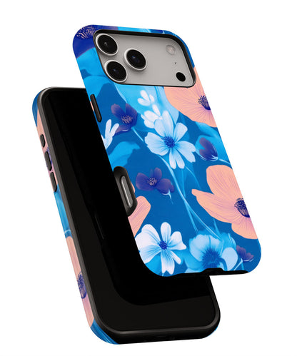 Double-Layer Semi-Handprinted Tough Matte Flowers iPhone Case