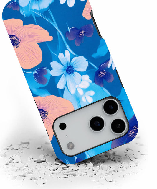 Double-Layer Semi-Handprinted Tough Matte Flowers iPhone Case