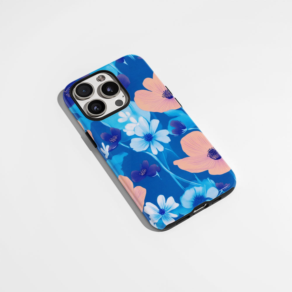 Double-Layer Semi-Handprinted Tough Matte Flowers iPhone Case