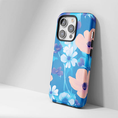 Double-Layer Semi-Handprinted Tough Matte Flowers iPhone Case