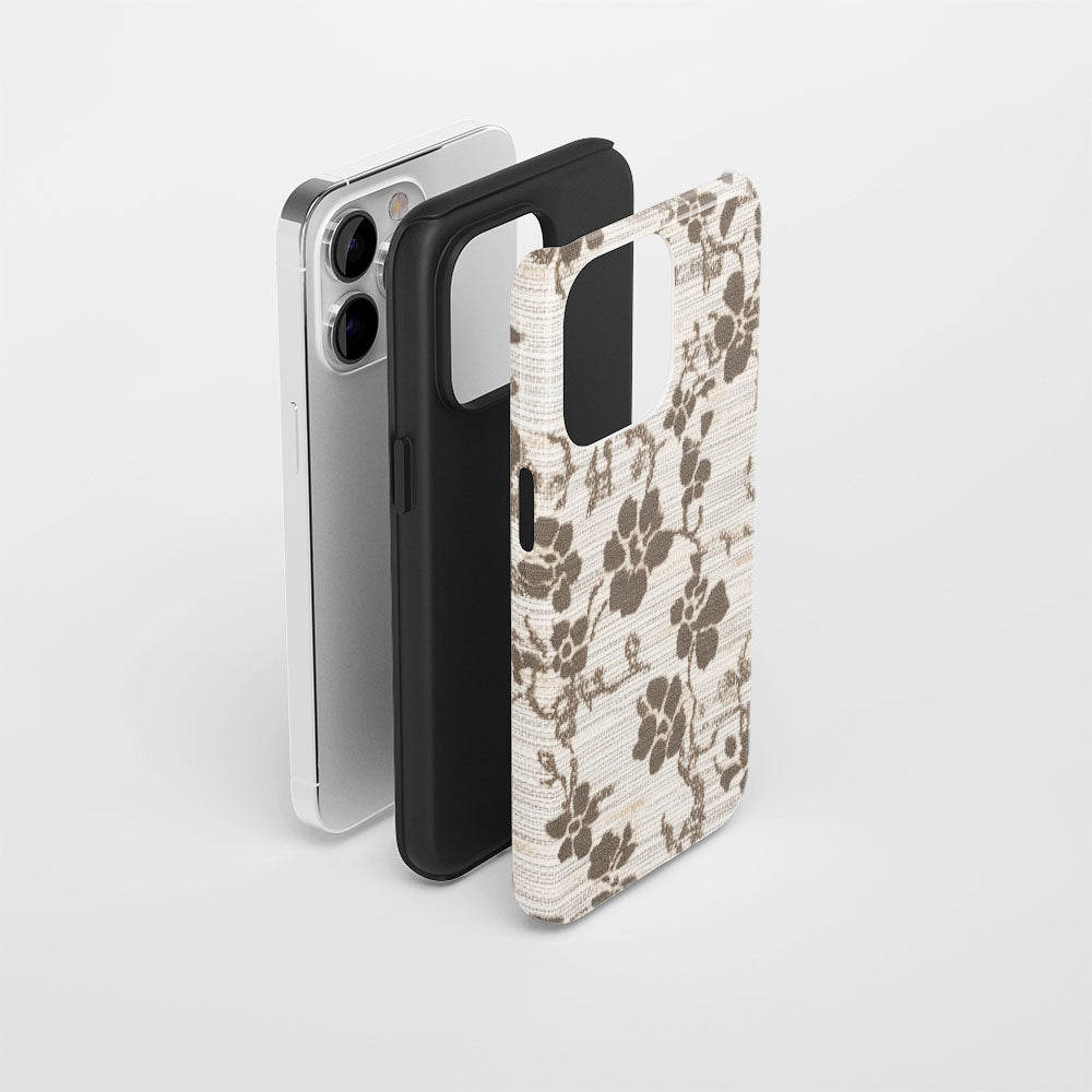 Double-Layer Semi-Handprinted Tough Matte Flowers iPhone Case