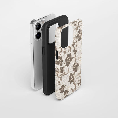 Double-Layer Semi-Handprinted Tough Matte Flowers iPhone Case