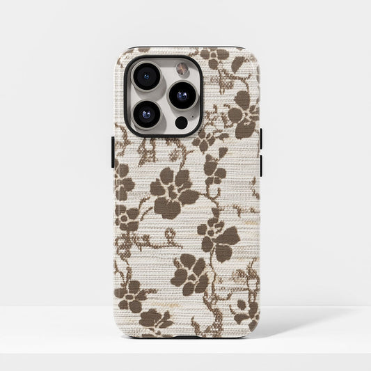 Double-Layer Semi-Handprinted Tough Matte Flowers iPhone Case