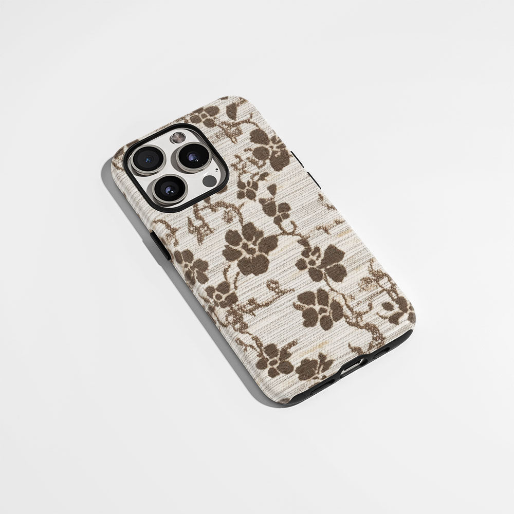 Double-Layer Semi-Handprinted Tough Matte Flowers iPhone Case