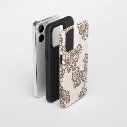 Double-Layer Semi-Handprinted Tough Matte Flowers iPhone Case