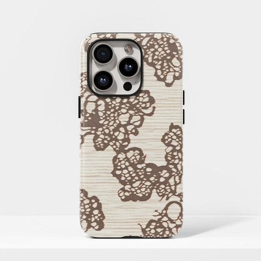 Double-Layer Semi-Handprinted Tough Matte Flowers iPhone Case