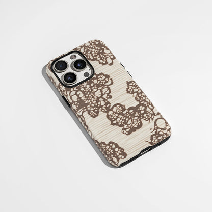 Double-Layer Semi-Handprinted Tough Matte Flowers iPhone Case