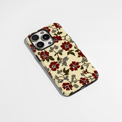 Double-Layer Semi-Handprinted Tough Matte Flowers iPhone Case