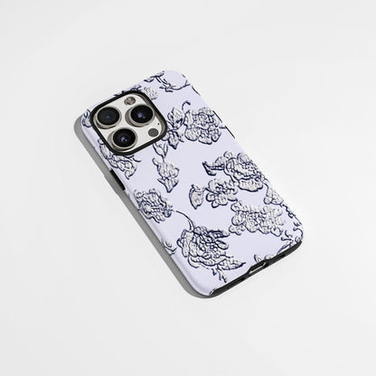 Double-Layer Semi-Handprinted Tough Matte Flowers iPhone Case