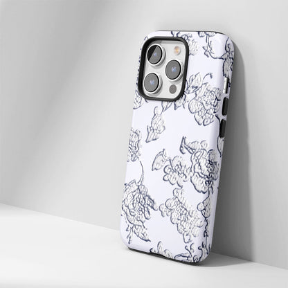 Double-Layer Semi-Handprinted Tough Matte Flowers iPhone Case