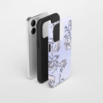 Double-Layer Semi-Handprinted Tough Matte Flowers iPhone Case