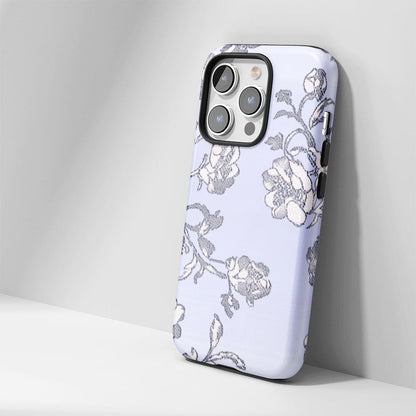 Double-Layer Semi-Handprinted Tough Matte Flowers iPhone Case