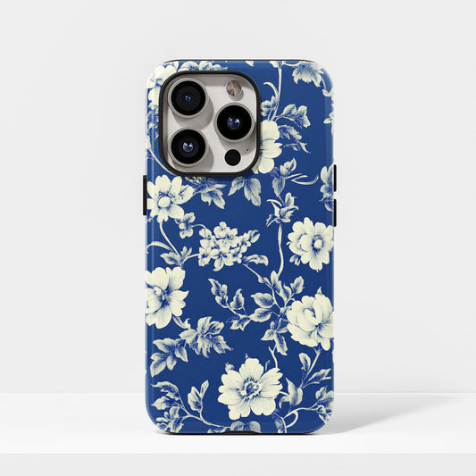 Double-Layer Semi-Handprinted Tough Matte Flowers iPhone Case