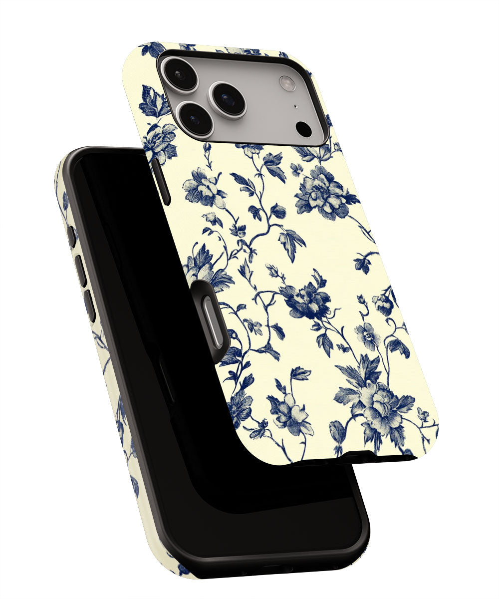 Double-Layer Semi-Handprinted Tough Matte Flowers iPhone Case