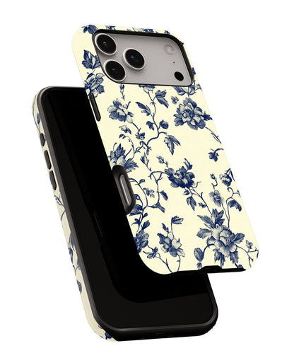 Double-Layer Semi-Handprinted Tough Matte Flowers iPhone Case
