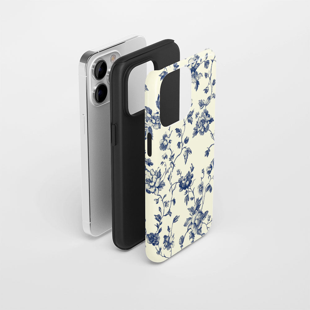 Double-Layer Semi-Handprinted Tough Matte Flowers iPhone Case