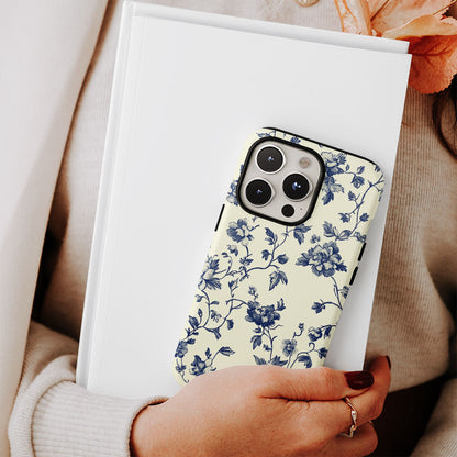 Double-Layer Semi-Handprinted Tough Matte Flowers iPhone Case