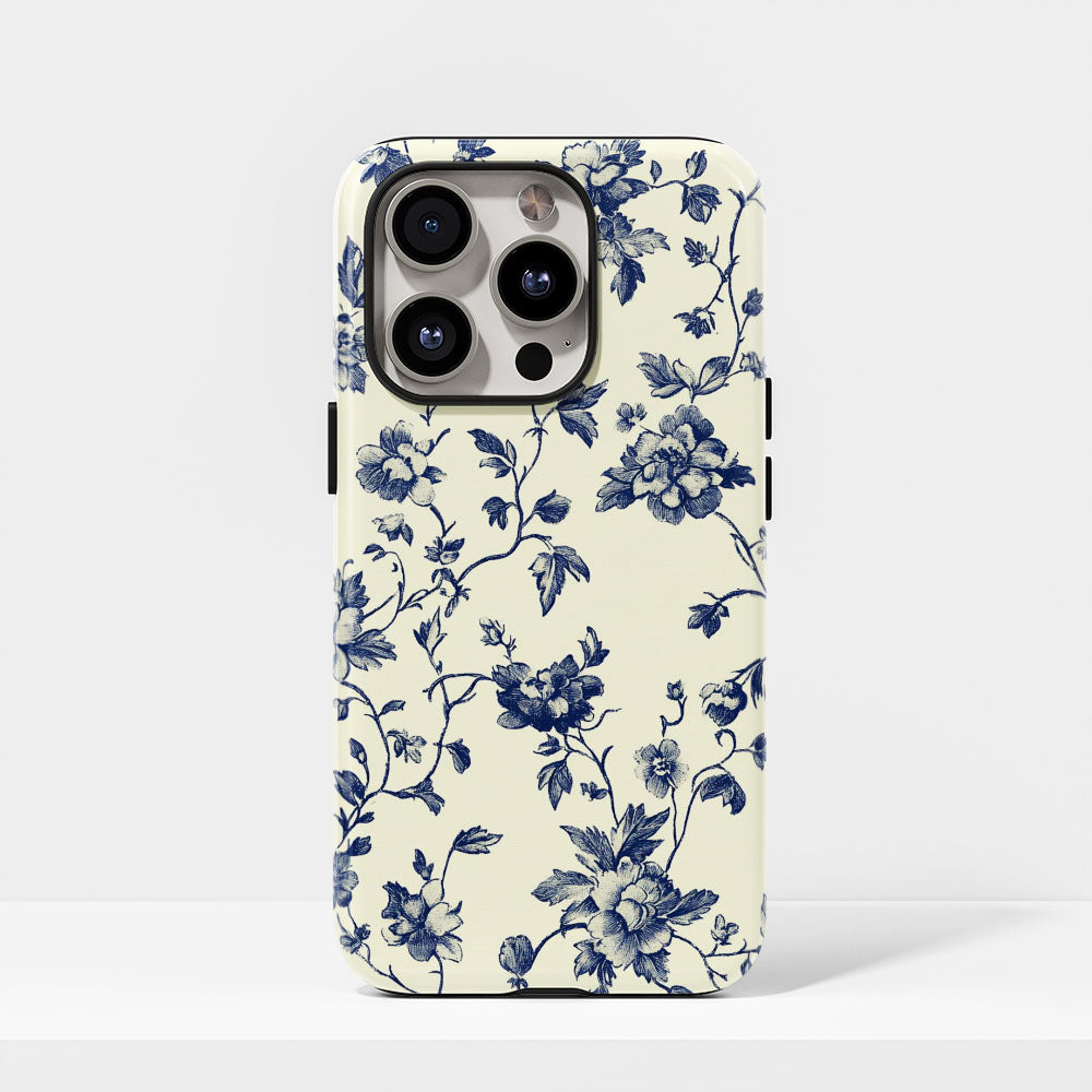 Double-Layer Semi-Handprinted Tough Matte Flowers iPhone Case