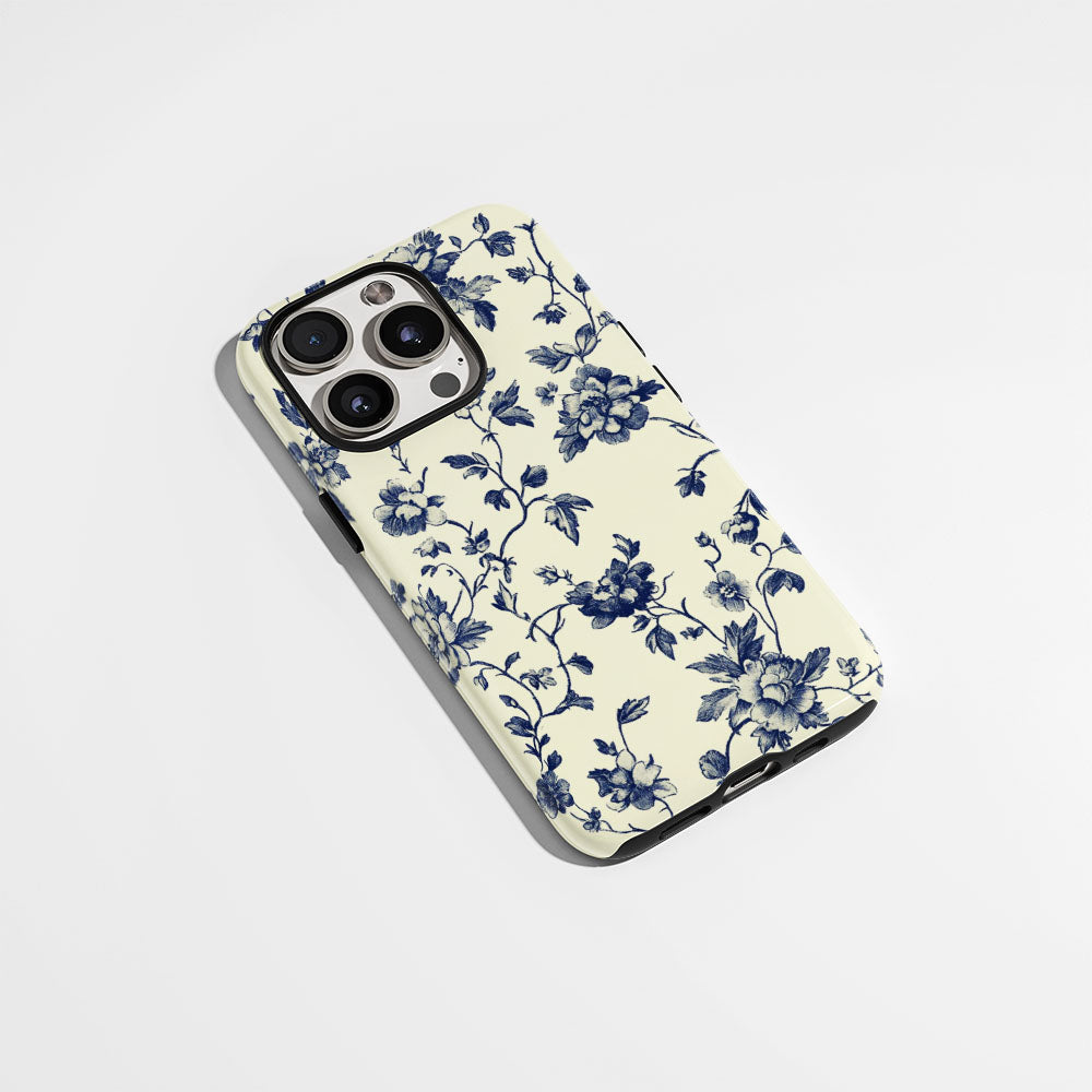 Double-Layer Semi-Handprinted Tough Matte Flowers iPhone Case