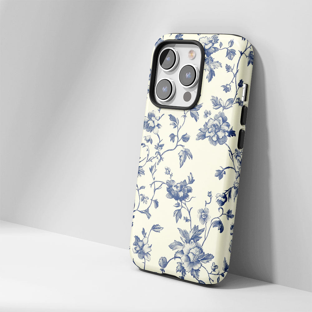 Double-Layer Semi-Handprinted Tough Matte Flowers iPhone Case