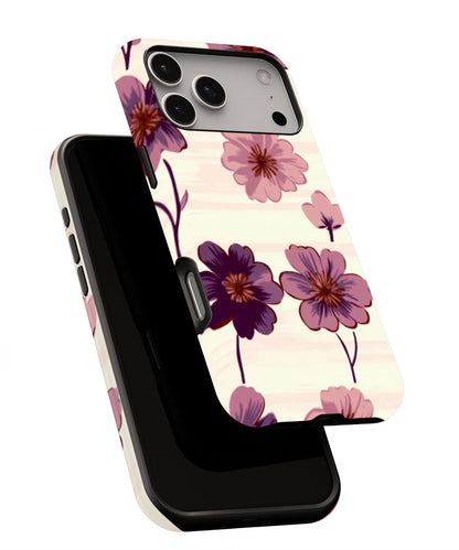 Double-Layer Semi-Handprinted Tough Matte Flowers iPhone Case