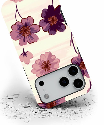 Double-Layer Semi-Handprinted Tough Matte Flowers iPhone Case