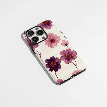 Double-Layer Semi-Handprinted Tough Matte Flowers iPhone Case