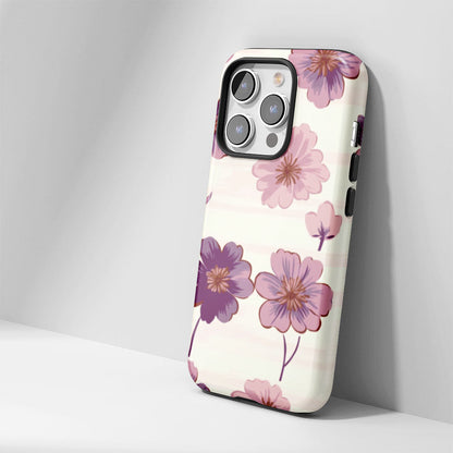 Double-Layer Semi-Handprinted Tough Matte Flowers iPhone Case