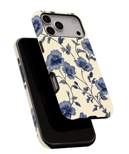 Double-Layer Semi-Handprinted Tough Matte Flowers iPhone Case
