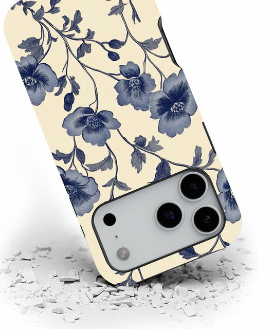 Double-Layer Semi-Handprinted Tough Matte Flowers iPhone Case