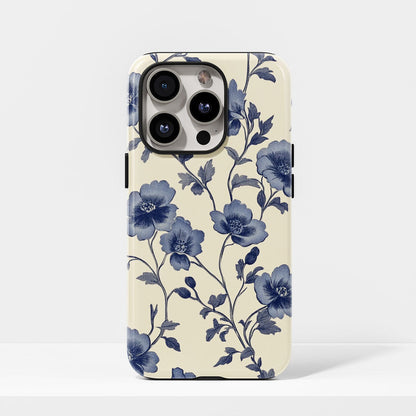 Double-Layer Semi-Handprinted Tough Matte Flowers iPhone Case