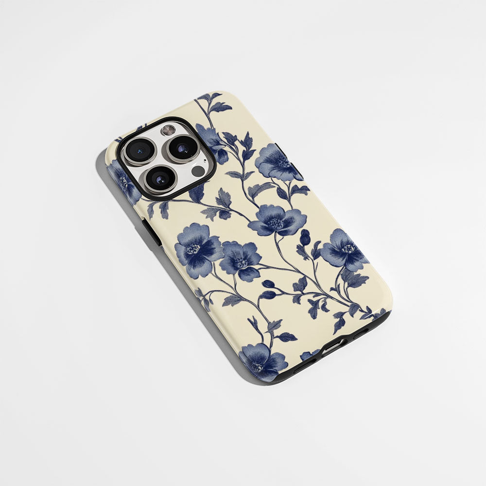 Double-Layer Semi-Handprinted Tough Matte Flowers iPhone Case