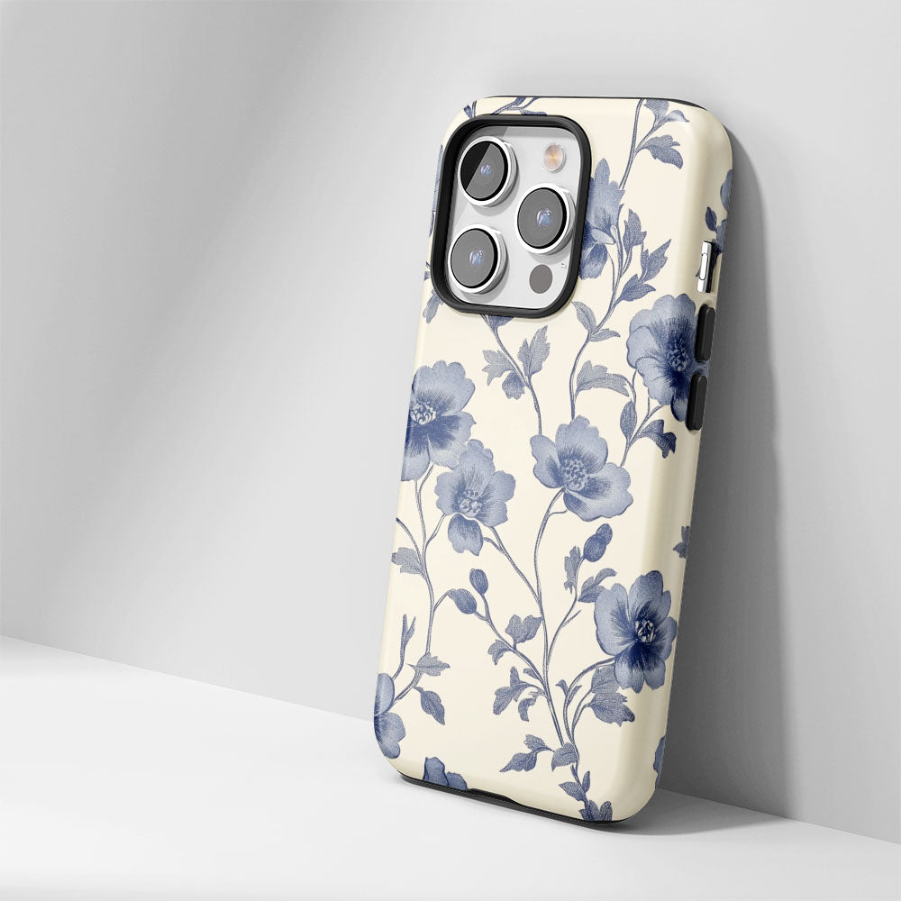 Double-Layer Semi-Handprinted Tough Matte Flowers iPhone Case