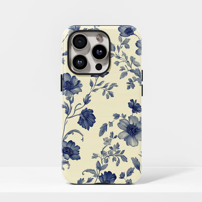 Double-Layer Semi-Handprinted Tough Matte Flowers iPhone Case