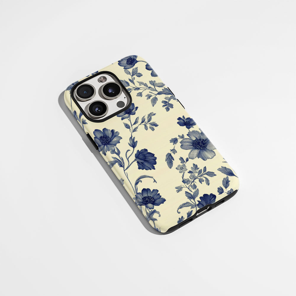 Double-Layer Semi-Handprinted Tough Matte Flowers iPhone Case