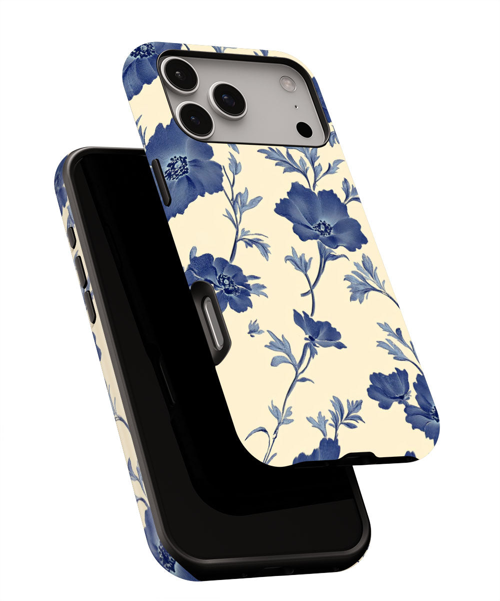 Double-Layer Semi-Handprinted Tough Matte Flowers iPhone Case