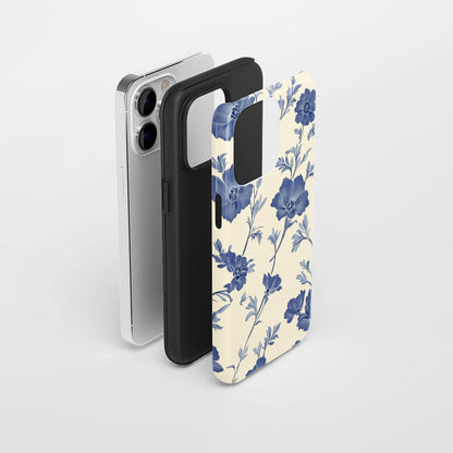 Double-Layer Semi-Handprinted Tough Matte Flowers iPhone Case